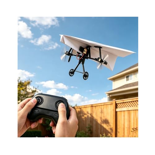 Virellia 1-Pcs DIY RC Paper Airplane Kit for Hobbyists, Pilots & Beginners | DIY Remote Control Airplane Kit for Kids Adults, Easy to Fly with Gyro Stabilizer, Dual Propellers, Lightweight, Foldable