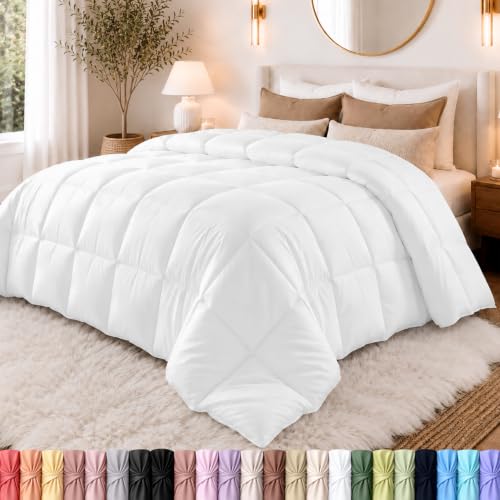 Utopia Bedding Duvet Insert, Comforters Queen Size 88 x 88 Inches, White | Cozy All Season Comforter for Kids, Boys, Girls, and Teens, Down Alternative Fill, Soft Microfiber Shell, Machine Washable