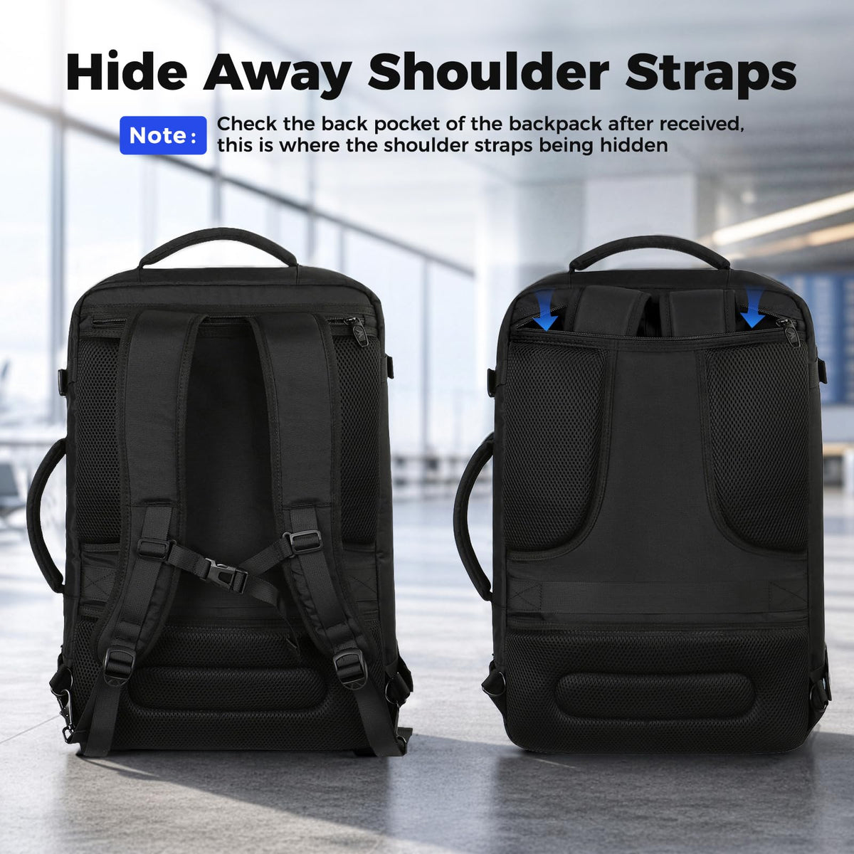 MATEIN Carry on Backpack, Extra Large Expandable Travel Backpack for Men | Airplane Approved, Weekender Bag for Women, mochila de viaje, Water Resistant, Lightweight Daypack for Flight, 40L, Black