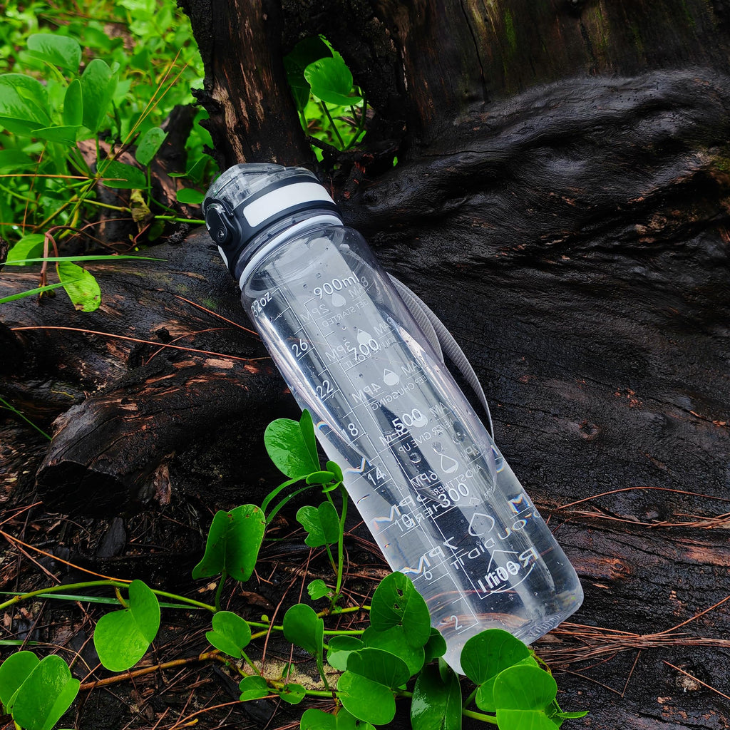 OLDLEY Water Bottle, 32oz Motivational Sports Water Bottle with Time Marker - Times to Drink - Tritan, BPA Free, Wide Mouth Leakproof, Clear (1 Bottle)