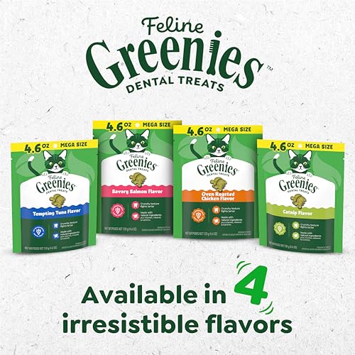 Greenies Feline Natural Dental Cat Treats, Catnip Flavor, 9.75 oz