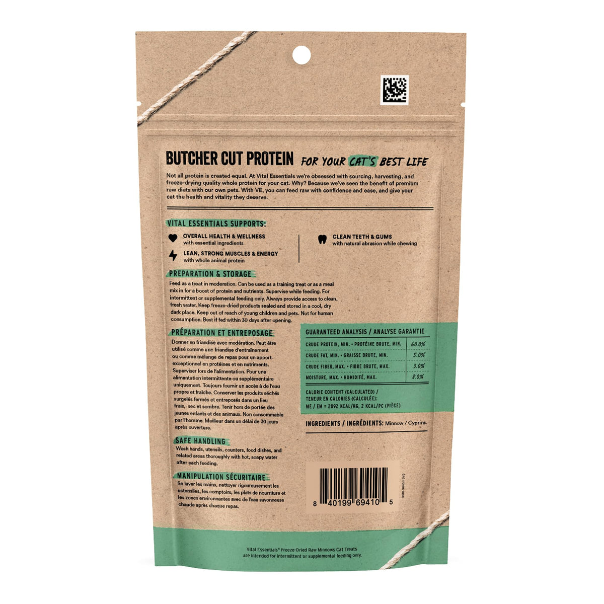 Vital Essentials Freeze Dried Minnows Cat Treats, 1.0 oz Bag | Single Ingredient, Premium Quality Protein, Grain Free, Healthy Treats, USA Made with U.S. & Globally Sourced Ingredients