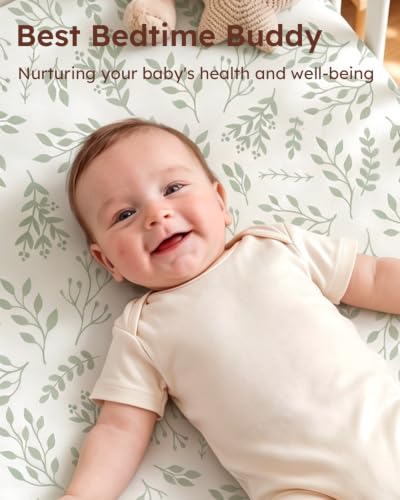 Yoofoss 2-Pack Baby Crib Sheets for Boys Girls 52x28 (Green+Leaf) | Soft & Breathable & Cozy, Fitted Crib Mattress Cover Set for Baby Bed and Toddler Mattress