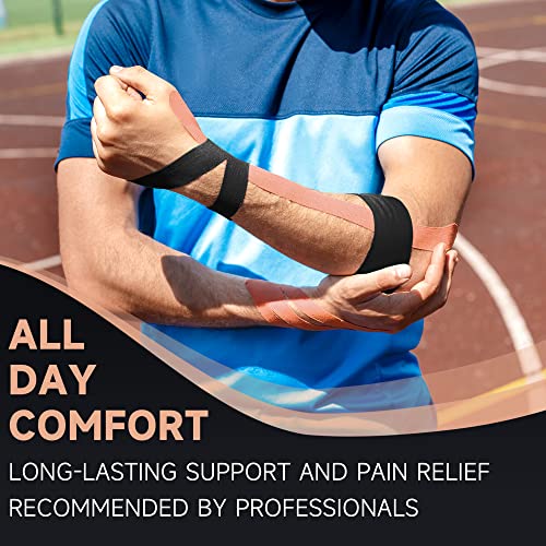 CKeep Kinesiology Tape, Uncut Premium Elastic Athletic Tape 2 Rolls, Beige | Original Cotton Latex Free Kinetic Tape, Breathable & Water Resistant Sports Tape for Muscle and Joint Support, 2inch x 16ft