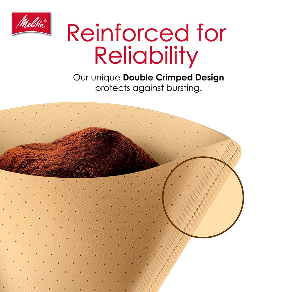 Melitta #4 Unbleached Coffee Filters, Natural Brown Cone Filters, 3-Pack