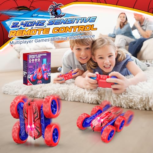 Excitobo Remote Control Car,RC Cars Boys Toys for 3 4 5 6 7 8 9 10 11 12 Year Old Boy Double Sided 360°Flip 4WD Rechargeable Drift RC Race Car Birthday Gifts Easter Basket Stuffers for Kids Age 3-12