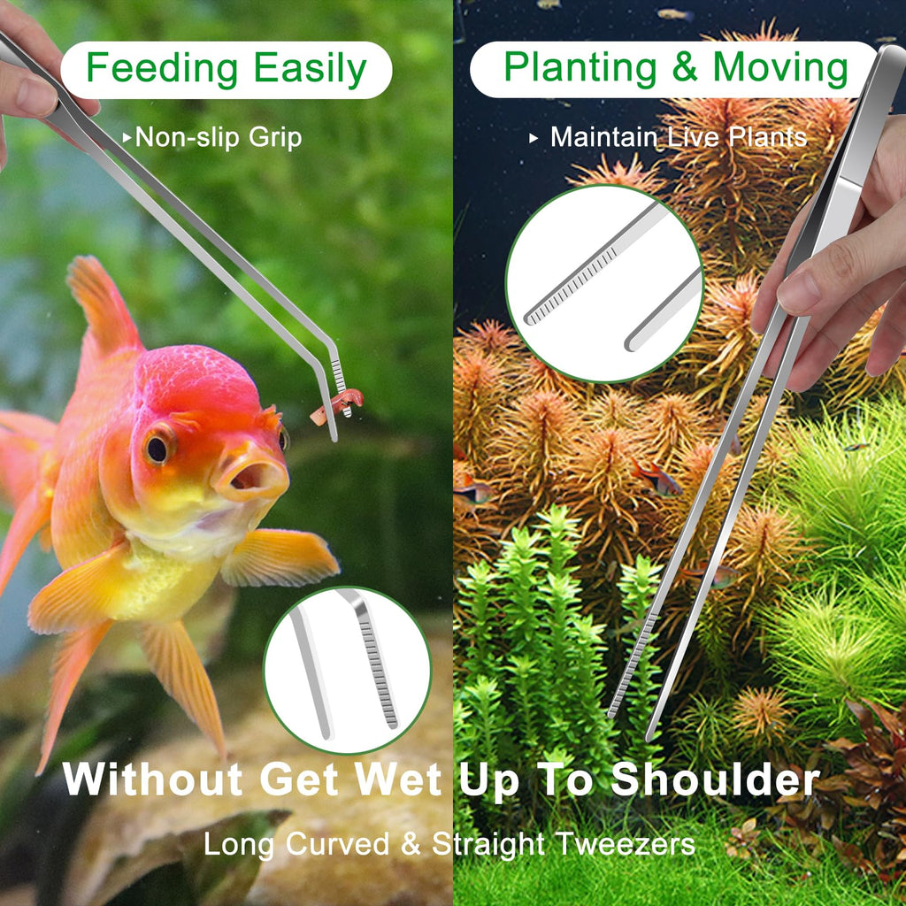 4Pcs Aquascaping Tools, Jeimier Aquascape Kit, Long and Strong Aquarium Tweezers, Scissors, Algae Scraper, Aquarium Plant Tools, Fish Tank Plant Trimming Kit