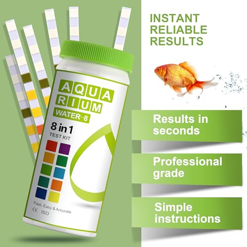 AAwipes 8-in-1 Aquarium Test Kit for Fish Tanks - Quick & Accurate Water Testing Strips for Aquariums & Ponds. Tests pH, Ammonia, Alkalinity, Hardness, Chlorine, etc. (K02-50)