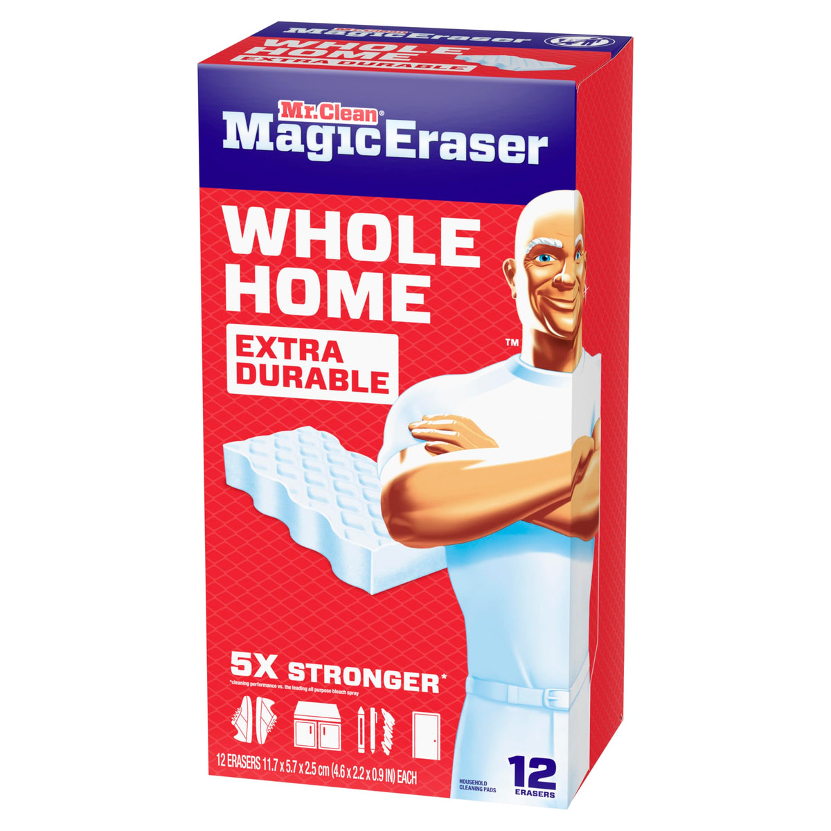 Mr. Clean Magic Eraser, All Purpose Cleaner, Cleaning Scrubber, Wall, Sneaker, Kitchen, Bathroom, Shower Cleaning Supplies, Melamine Pads, Whole Home Extra Durable, 12ct