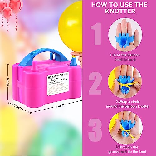 QIPUMP Balloon Pump Electric,110V 600W Balloon Blower Inflator Dual Nozzle Air Pump Balloons Inflator for Decoration, Party, Sport,Gifts:2 Balloon Tying Tools
