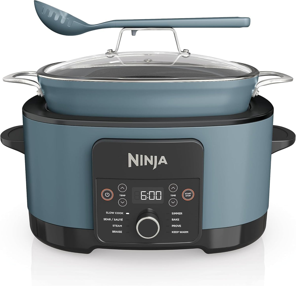 Ninja Foodi PossibleCooker, 8-in-1 Slow Cooker, 8L, Sea Salt Grey, MC1001UK | Includes Removable Non-Stick Pot, Steaming Rack, Integrated Spoon & Glass Lid. Slow Cook, Steam & more. Make up to 8 Portions