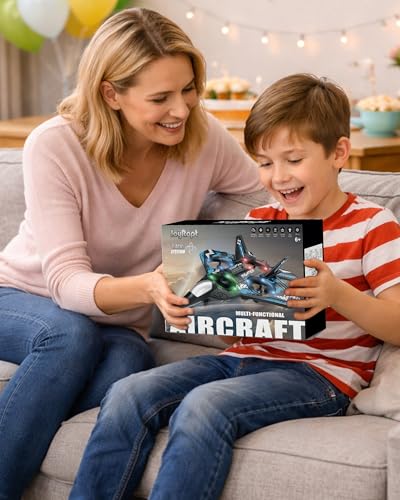 JoyRapt Drones for Kids Foam RC Plane, Remote Control Airplane | Toys Gifts for 6 8 10 Years Old Boys, Jet Helicopter Drones with LED Lights 360° Flip, 2 Rechargeable Batteries