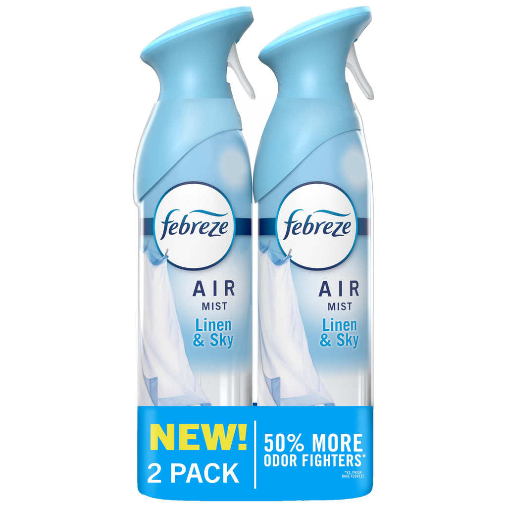 Febreze Air Mist, Air Freshener Spray, Odor Fighting Room Spray, Deodorizer for Home Bathroom Kitchen Office Apartment Dorm Room Classroom, Linen & Sky Scent, 8.1oz (Pack of 2)