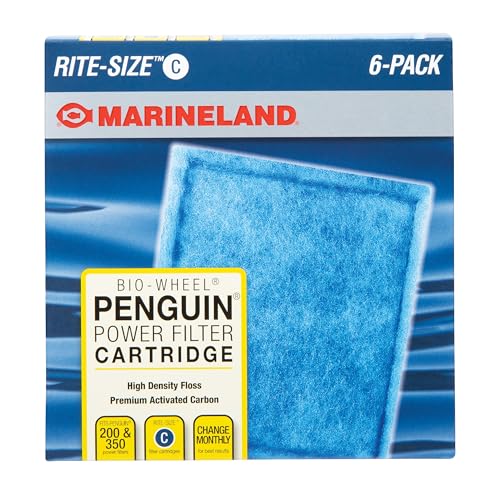 Marineland Bio-Wheel Penguin Rite-Size C Aquarium Filter Cartridge, 6 Count | Ready-To-Use, Fits Marineland Penguin Bio-Wheel Fish Tank Filters 200 & 350, With Premium Activated Carbon, Replace Monthly