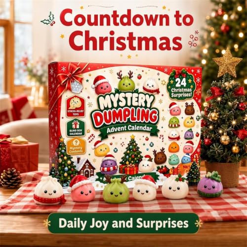 Christmas Decorations Squishies Dumpling Advent Calendar 2026 | Christmas Decor, 24 Dumplings for Adults, Party Favors, Christmas Ornaments, Coundown Calendar, Stress Relief Plaything