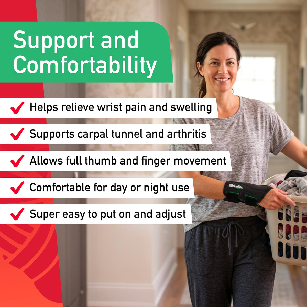 MUELLER Sports Medicine Green Fitted Wrist Brace for Men and Women, Wrist Pain Relief Support, Ideal for Carpal Tunnel, Tendonitis, Arthritis, Right Hand, Black, Small/Medium