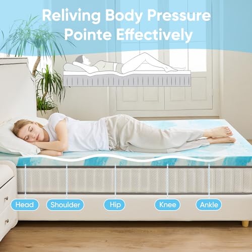 OLIXIS 2 Inch Twin Cooling Gel Infused Memory Foam Mattress Topper, Bed Pad | CertiPUR-US Certified, Soft Ventilated Pressure Relieving Bed Pad in a Box, Breathable Plush Feel