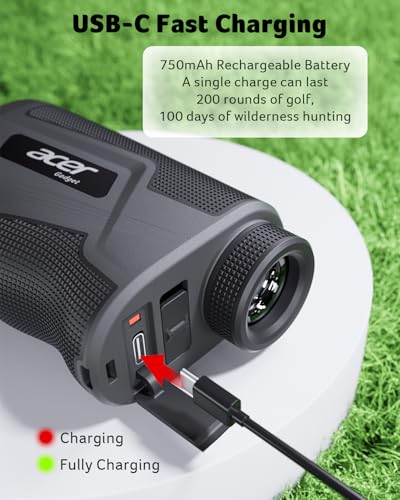 Acer Gadget Golf Rangefinder with Slope On/Off, 800/1200Yards, Golf Gifts | 6X Magnification with Flag Pole Locking Vibration, Rechargeable Battery with Magnetic Stripe, Golf Accessories for Men.