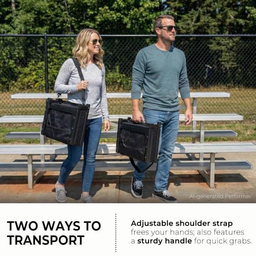 SPORT BEATS Stadium Seats with Back Support Folding Chair for Bleachers | 2.8" Thick Padded Bleacher Chairs, Folding Portable Stadium Seat with Anti-Tip Hooks, Back Support & Shoulder Strap