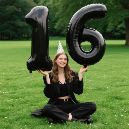40 Inch Black Number 1 Balloons Foil Digital Helium Number Balloons | for 11 12 16 17 18 19 Birthday Anniversary Wedding Party Decorations,Jumbo Helium Balloon Giant Large Digital Balloon
