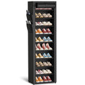 Kitsure 10-Tier Shoe Rack with Cover, Vertical Shelf, 17.5" Wide, Black | Space Saving Shoe Storage with Side Pocket, Shoe Organizer for Closet, Entryway, Bedroom, Zapateras Cabinet