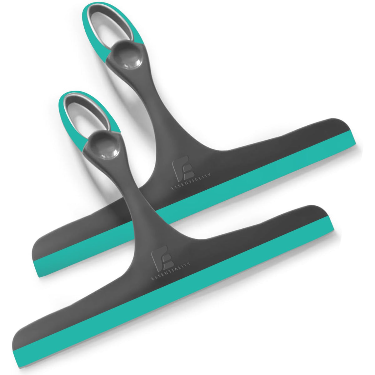 Essentiality 2 Pack Multipurpose Window Squeegee - 24.5 x 22.5cm Grey | Durable Shower Squeegees For Mirrors, Tiles & Glass - Handy Window Cleaner Tool For Cars, Bathroom & Kitchen Surfaces
