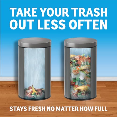 Febreze Odor Fighter, Can Air Freshener, Stick-On Deodorizer for Garbage Cans, Diaper Pails, Works with Scented Bags, Fresh Lemon and Linen & Sky Scents, 2 Holders + 2 Refills
