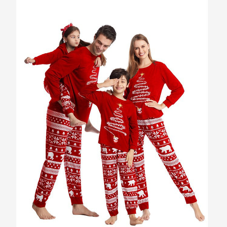 Red Christmas Tree Print Matching Family Christmas Pajamas Sets