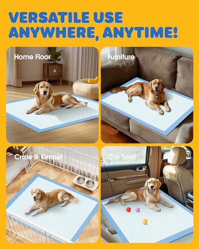 Powools Puppy Pads for Dogs, 34x28 in, 6-Layer Leakproof, 50-Pack | Extra-Large Pee Pads, Disposable, Quick-Dry Dog Pads, High Absorbency, Wee Wee Pads for Dogs, Easy Puppy Potty Training