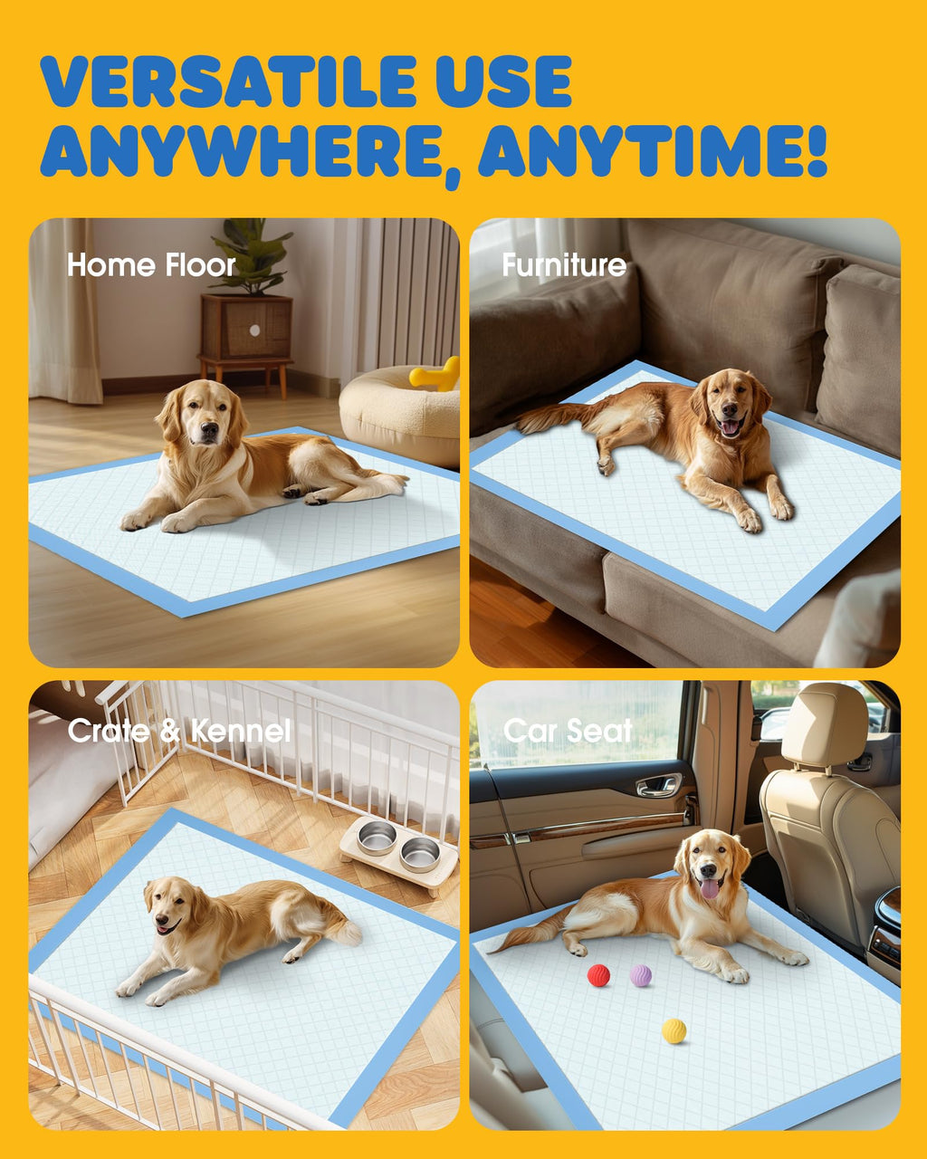 Powools Puppy Pads for Dogs, 34x28 in, 6-Layer Leakproof, 50-Pack | Extra-Large Pee Pads, Disposable, Quick-Dry Dog Pads, High Absorbency, Wee Wee Pads for Dogs, Easy Puppy Potty Training