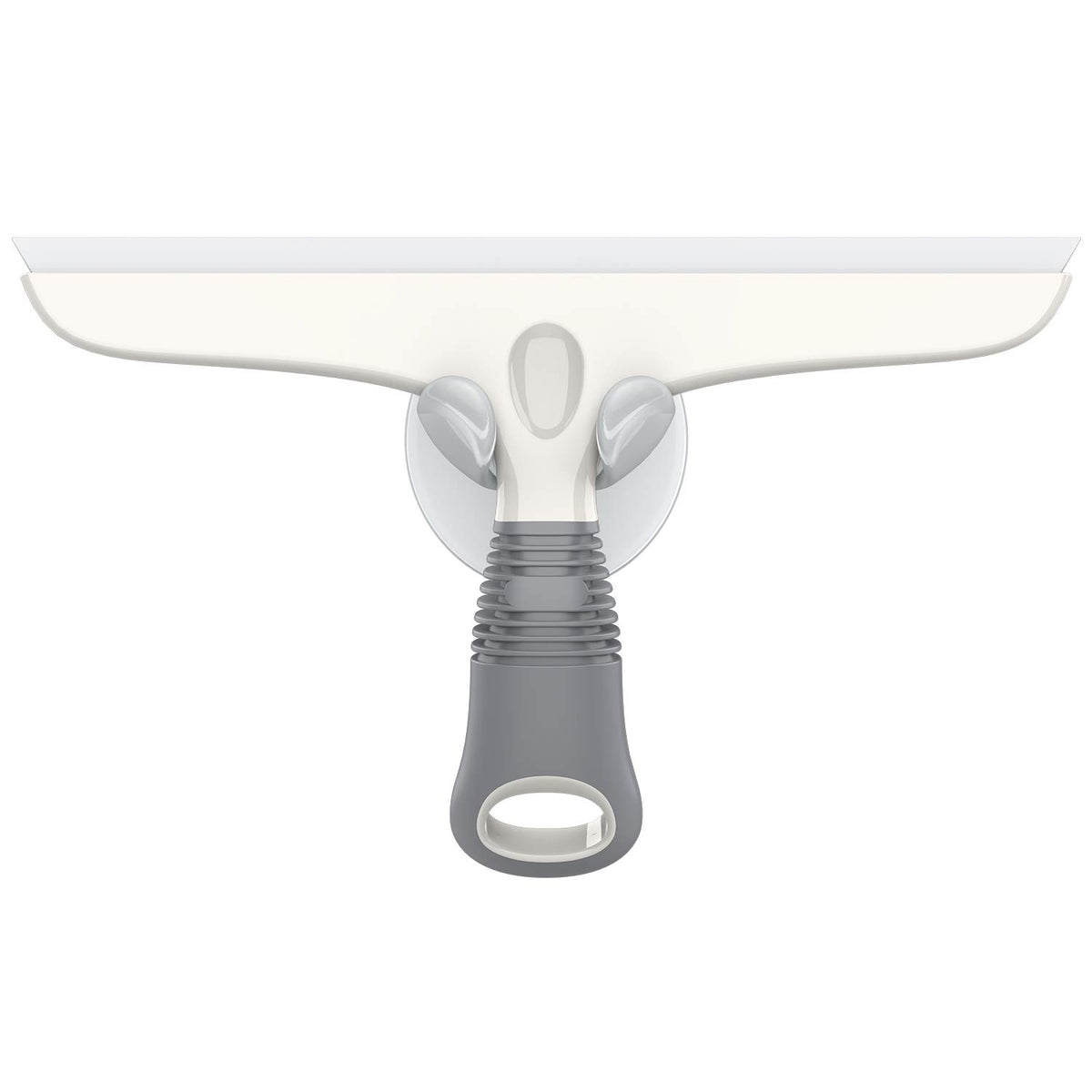 MR.SIGA Silicone Squeegee for Shower Doors, 25 cm/10 inch, White & grey | Shower squeegee for glass doors, streak free squeegee for windows, showers and glass surfaces, includes suction hook