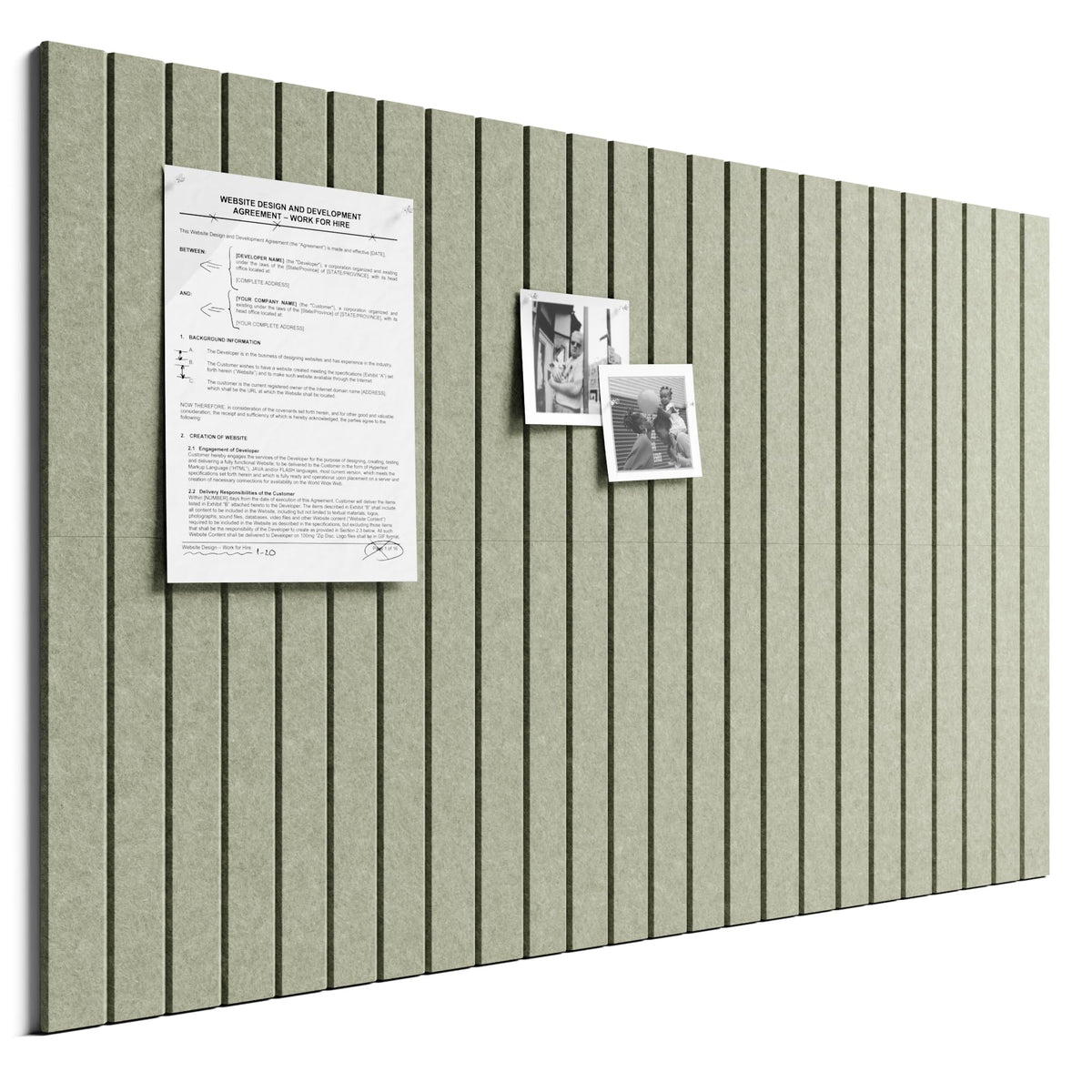 Bumusty Cork Board Alternative, 6-Pack Felt Pin Board, Sage | 90 x 60cm Notice Boards for Home, Fine-stripe 6-pack Vision Board with 30 Pushpins & 30 Adhesive Tabs for Office & Bedroom
