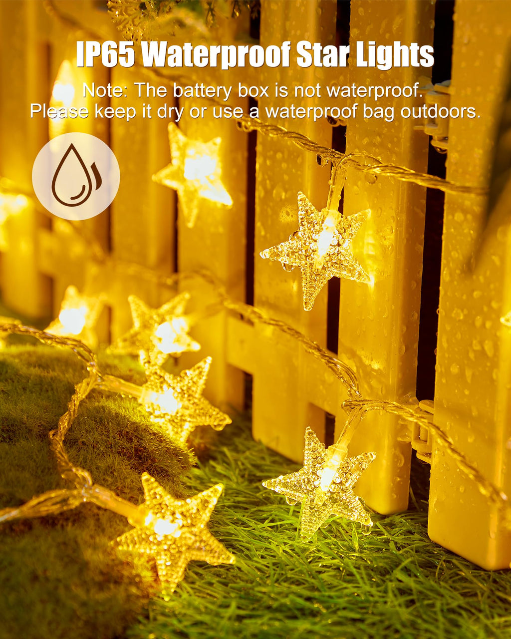 Minetom 50 LED Star String Lights, 17ft Fairy Lights Battery Operated | Star Lights with Timer, Waterproof for Indoor Outdoor Bedroom Tent Loft Bed Patio Party Wedding Christmas Decor, Warm White