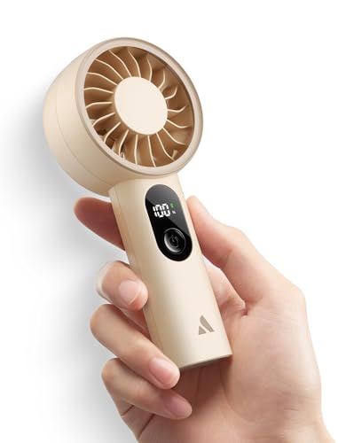 Aecooly Mighty Portable Fan, Powerful Handheld Fan, USB Rechargeable | [10H Max Cooling Time], Mini Personal Battery Powered, Pocket for Travel, Summer, Gifts for Women, Girls -Beige
