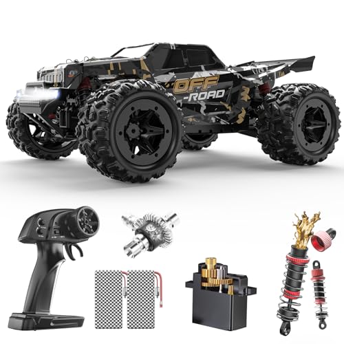 DEERC 9309E RC Cars for Adults 40KPH,All Terrain Fast Remote Control Cars | 1/16 Scale RC Monster Truck,2.4Ghz 4WD Waterproof Electric High Speed Car,Monster Truck with 2 Batteries for Boys & Kids