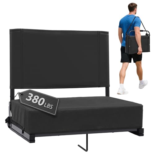 Sekey Stadium Seats with Back Support - 18.4" Wide | 3.2" Thick Cushion, Backrest, Larger Seating Area, 380 lbs, Locking Bleacher Clips, for Outdoor Events