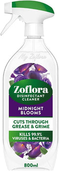 Zoflora Midnight Blooms Multipurpose Cleaner Trigger Spray Bottle, 800ml | Antibacterial multi-surface disinfectant, pet-friendly formula, kills 99.9% of germs and viruses, floral aroma