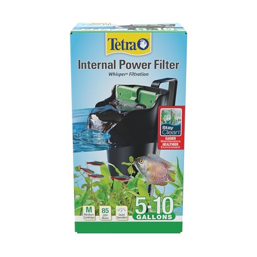 Tetra Whisper 85 GPH Internal Power Filter For Aquariums | For Fish Tanks Up To 10 Gallons, Whisper Quiet, Space-Saving Internal Filter Clips on Tank