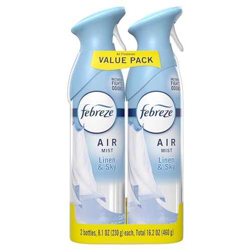 Febreze Air Mist, Air Freshener Spray, Odor Fighting Room Spray, Deodorizer for Home Bathroom Kitchen Office Apartment Dorm Room Classroom, Linen & Sky Scent, 8.1oz (Pack of 2)