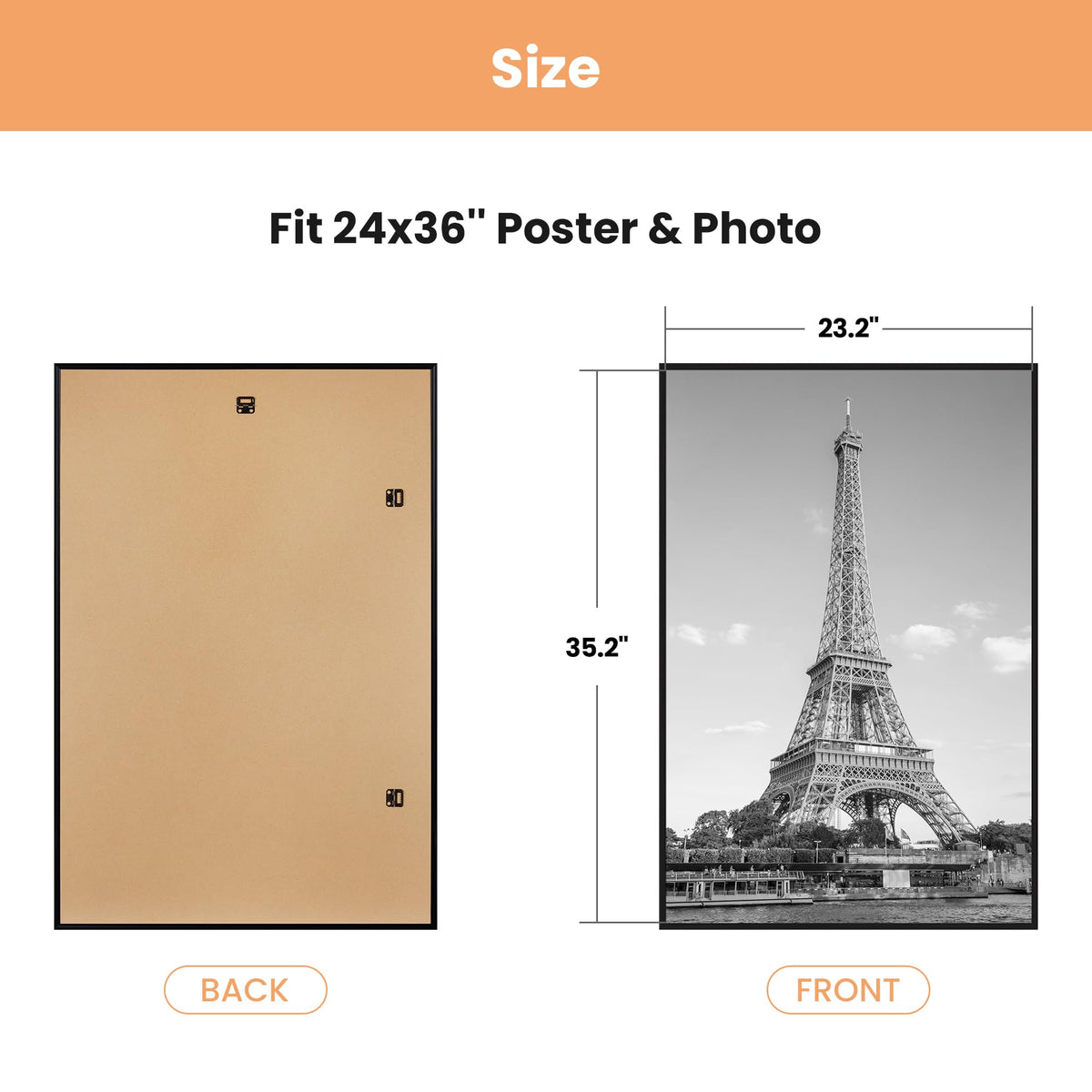 upsimples 24x36 Poster Frame, Easy Slide-In Assembly, Black, 3 Pack | Gallery Wall 24 x 36 Picture Frames Set for Family, Wedding, Christmas, Easy to Change Photos