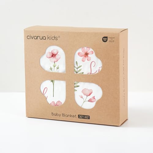CIVARUA KIDS Fleece Baby Blankets for Girls & Boys, Infant Toddler Blanket | Soft Newborn Baby Minky Receiving Blanket, Dotted Backing for Nursery Crib Stroller, Double Layer, 30''x40'', Pink Floral