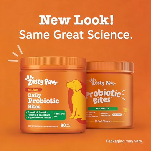 Zesty Paws Probiotics for Dogs - Gut Health Soft Chews, Pumpkin, 90 Ct | Probiotics for Dogs Soft Chews for Gut Health & Digestive Support
