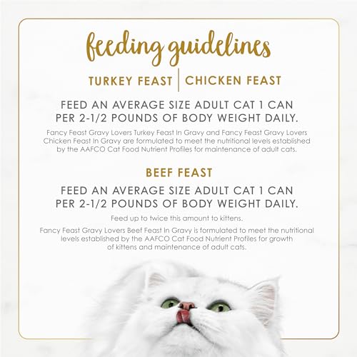 Purina Fancy Feast Gravy Lovers, Poultry & Beef Wet Cat Food, 3oz, 24-Pack | Variety Pack, grilled gourmet texture made with no artificial colors or preservatives, 100 percent complete and balanced