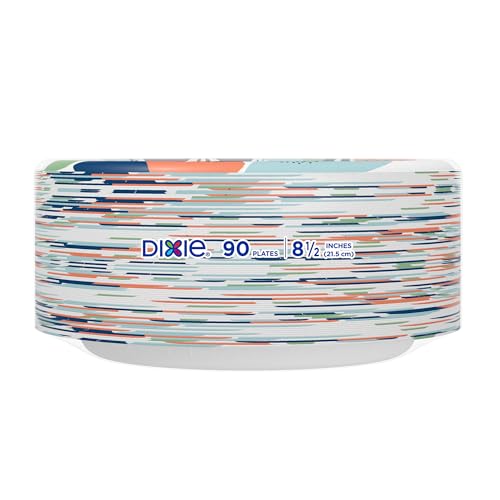 Dixie Paper Plates 8.5 Inch, 90 Count, Disposable Plates | For parties as dessert plates or snack plates, 2X stronger, small paper plates are soak-proof, cut resistant, microwave-safe