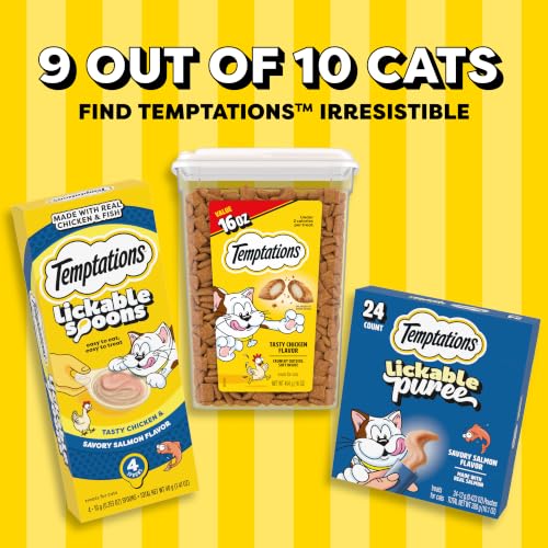 Temptations Classic Crunchy and Soft Cat Treats, Seafood Medley, 30 oz | Under 2 calories per treat, 100% complete & balanced adult cat nutrition, resealable tub, use as snack, meal, or food topper