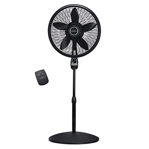 Lasko Cyclone Oscillating Pedestal Fan - Adjustable to 54" - 1843 - Black | Remote Control, Cooling Standing Fan for Bedroom, Living Room, and Home Office, 18" Blade Diameter, 3 Quiet Speeds