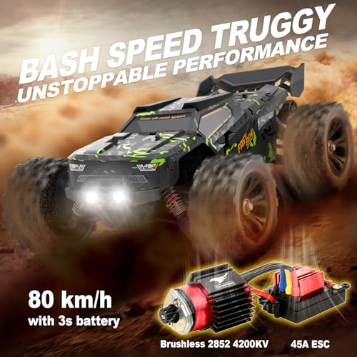 1/14 Brushless RC Cars for Adults Fast 50+ mph, RC Trucks 4x4 Offroad Waterproof, Electric Powered High Speed Remote Control Car, Fast Extreme All Terrain RC Truggy with 3S Battery for Snow Sand