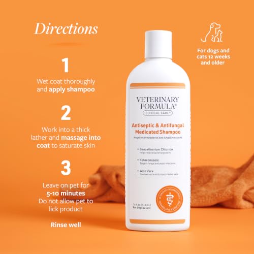 Veterinary Formula Clinical Care Antiseptic & Antifungal Shampoo, 16 oz | Medicated formula helps alleviate scaly, greasy and red skin; free from parabens, dyes and soap