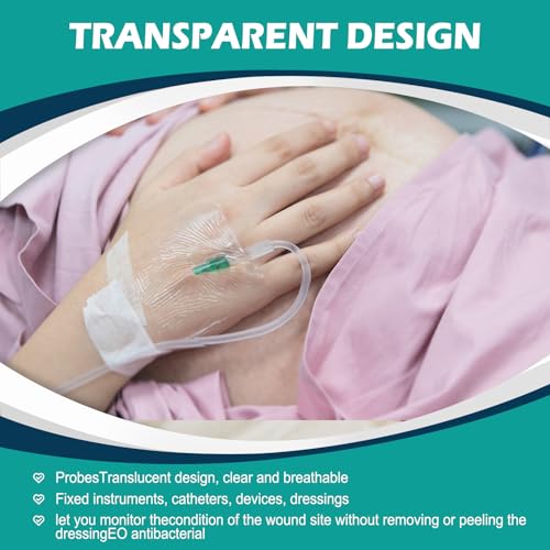 Transparent Film Dressing 4" x 4.75" Box of 30, Waterproof Bandages | Waterproof Bandages for Swimming, Showering, Wounds, Post Surgical or IV Shield, Tattoo Aftercare Bandage, Adhesive Patches