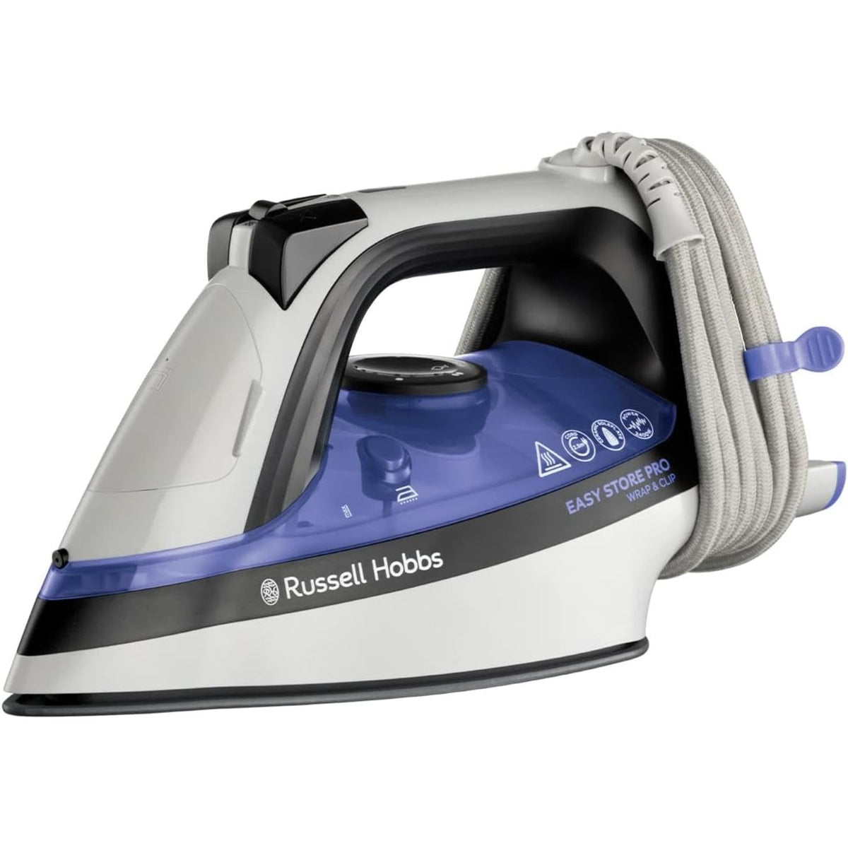 Russell Hobbs Easy Store Pro Steam Iron, 2400W, Ceramic Soleplate, 26730 | 180g Steam Boost, 320ml tank, Cable Storage System, Fast Heat Up, Self-cleaning Function, Vertical Steam for Hanging Garments
